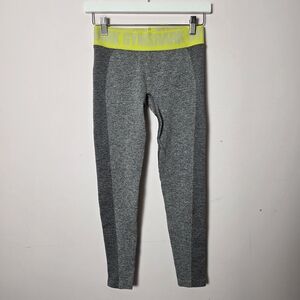 Gymshark Gray Seamless Sculpt Leggings Neon Waistband Size S Workout